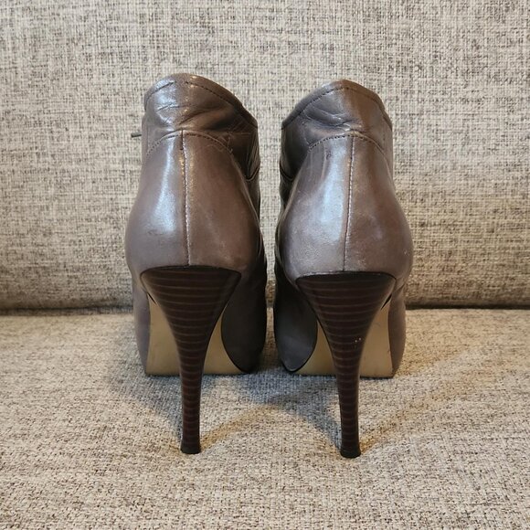 Nine West Gray Leather High Heel Ankle Boot - Picture 3 of 6
